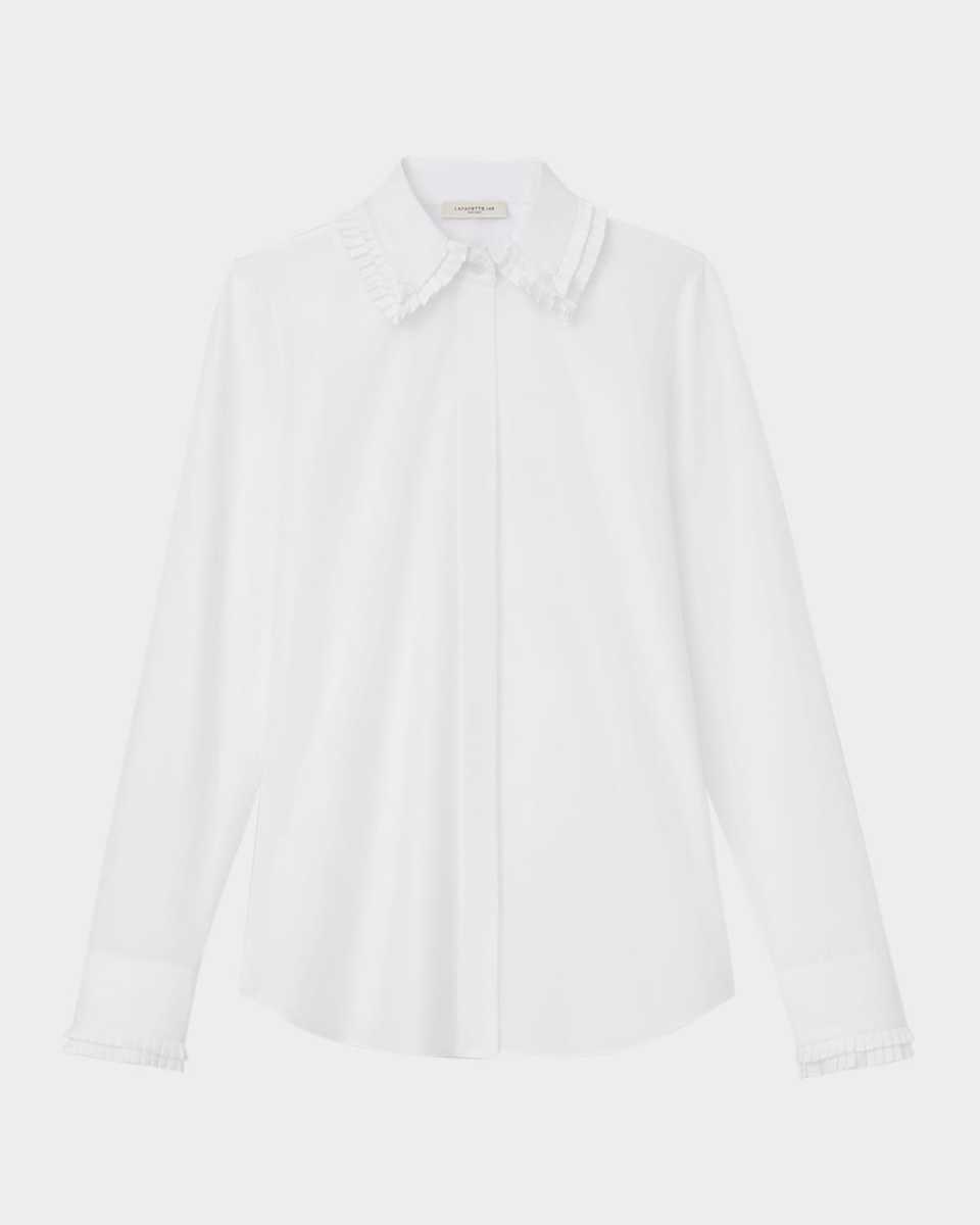 Pleated-Trim Cotton Shirt